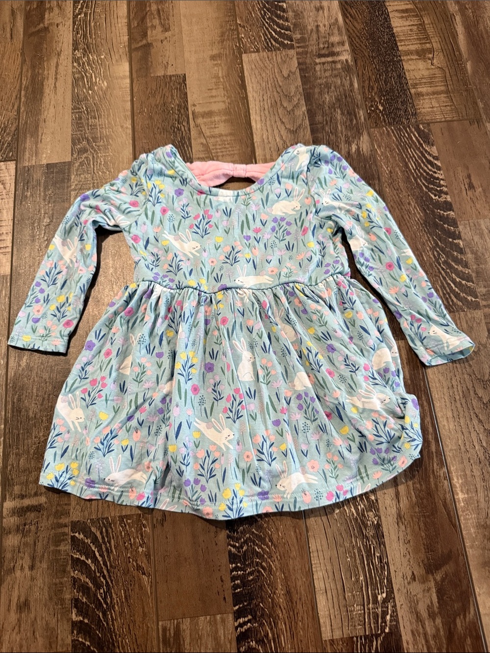 Play‎ by Little Sleepies Pastel Blue Floral & Bunny Long Sleeve Dress6-12 months
